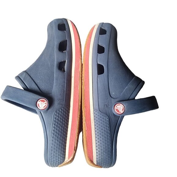 Crocs Retro Classic Clog Gum Sole Navy Blue Red  Size 10 11 - Picture 7 of 11